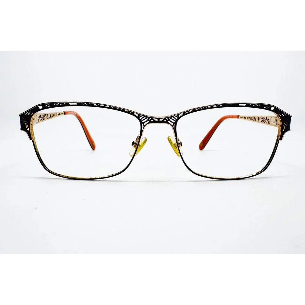 Liz Claiborne Eyeglasses Womens Black Gold Filigree L655 09Q 54-16-140